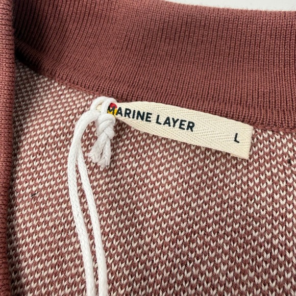 Marine Layer Ethan Sweater Button Down Withered Stripe Knit Polo Men's Large NEW - Picture 3 of 8